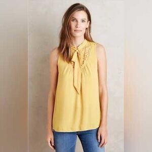 Anthropologie Maeve Luca Tie-Neck Blouse – Mustard Yellow